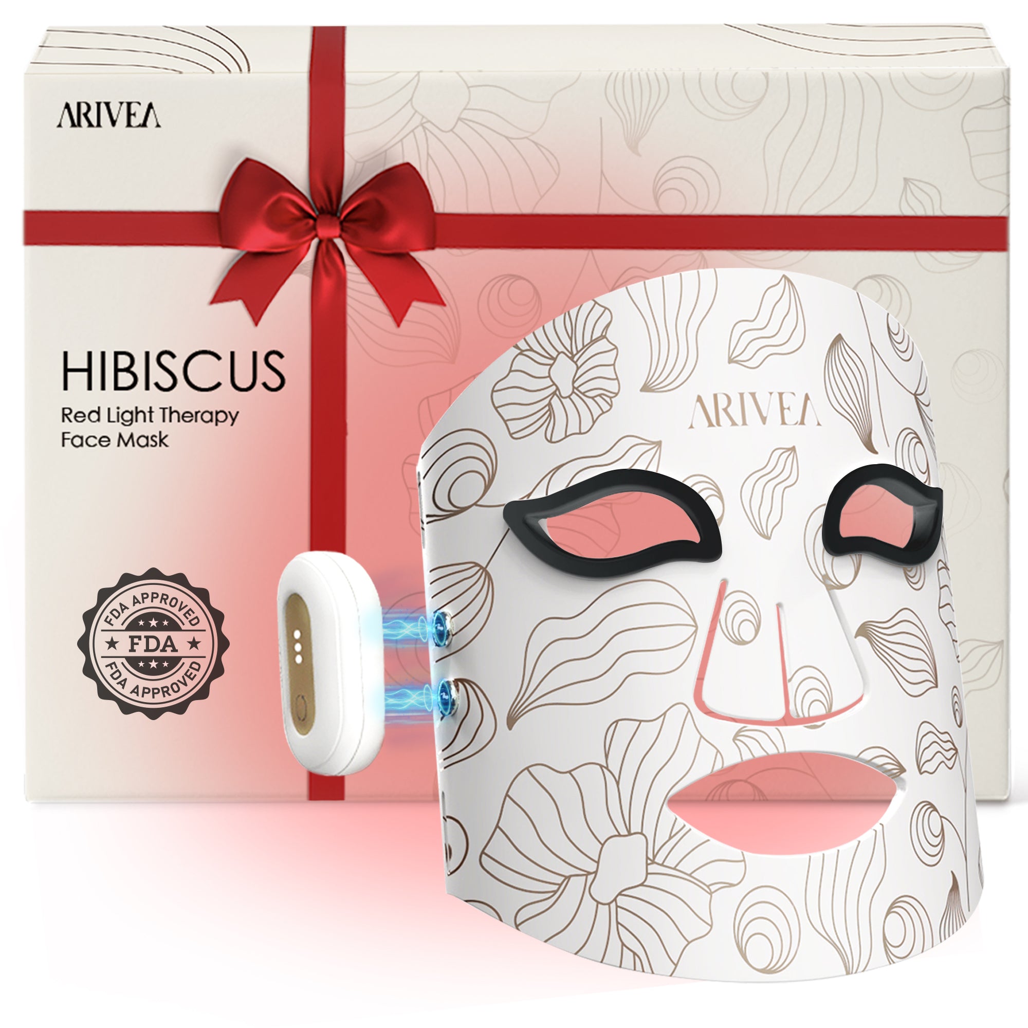 Arivea - Wireless Red Light Therapy Mask for Face, Rechargeable NIR LED, Home & Travel